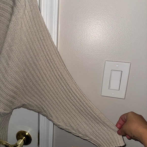 Boohoo Cream Ribbed Knit Sweater - Picture 2 of 5